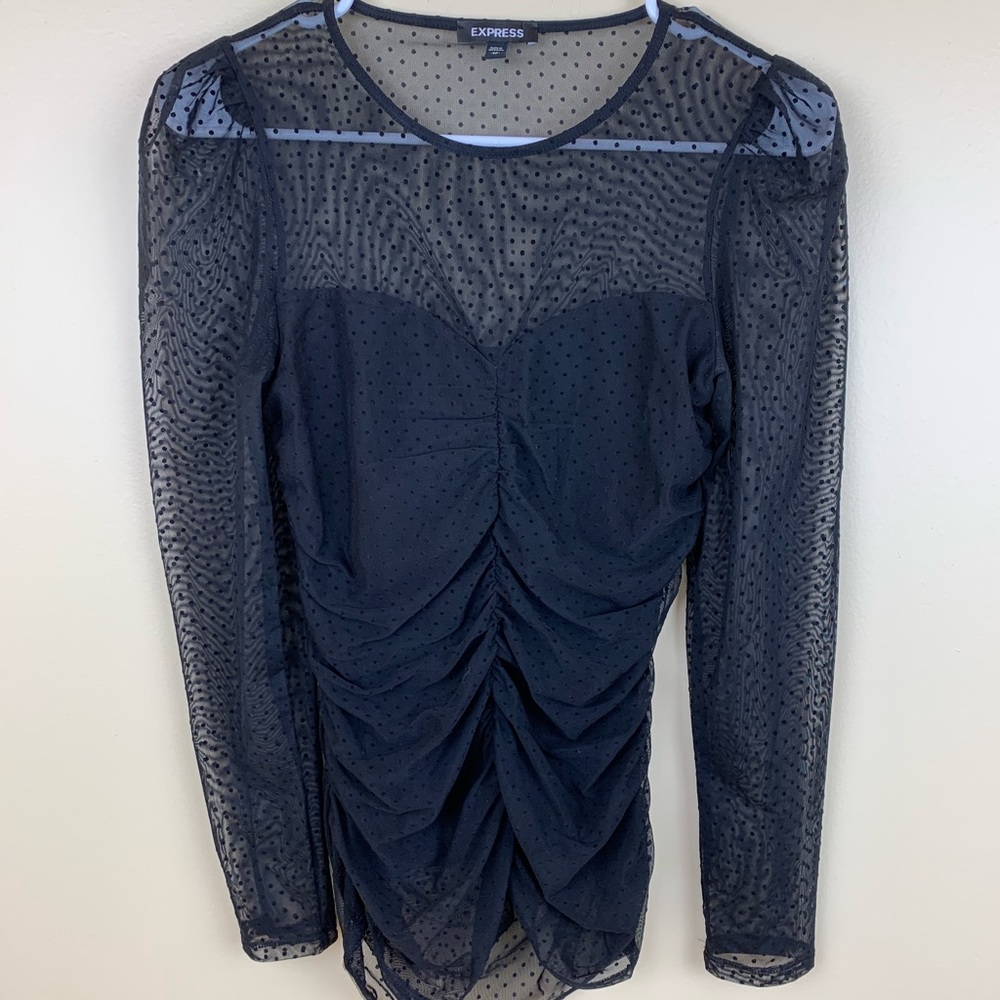 Express long sleeve sheer bustier blouse